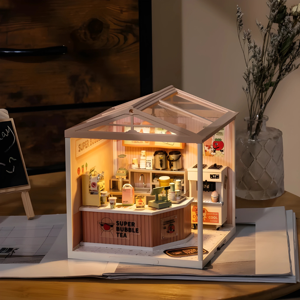 Super Creator Double Joy Bubble Tea DIY Miniature House Kit