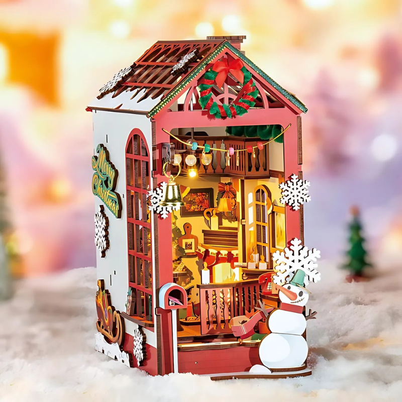 Christmas Indoor Scene DIY Book Nook Shelf Insert Kit