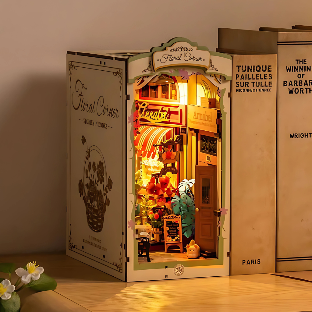 Floral Corner DIY Book Nook Shelf Insert Kit