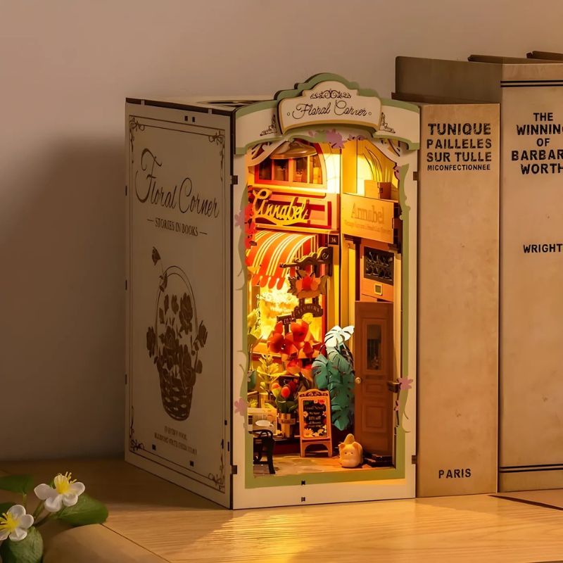 Floral Corner DIY Book Nook Shelf Insert Kit