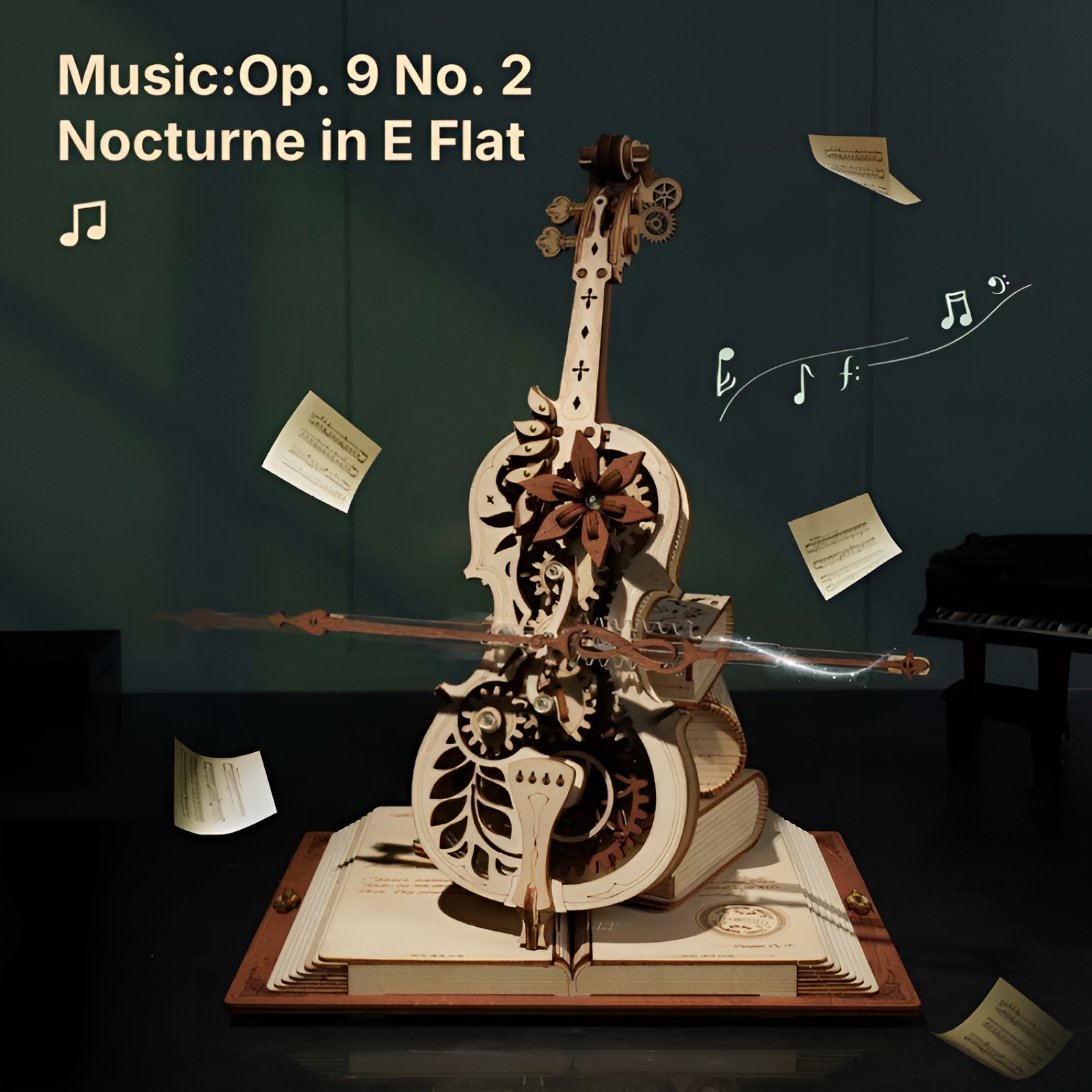 Magic Cello Mechanical Music Box 3D Wooden Puzzle