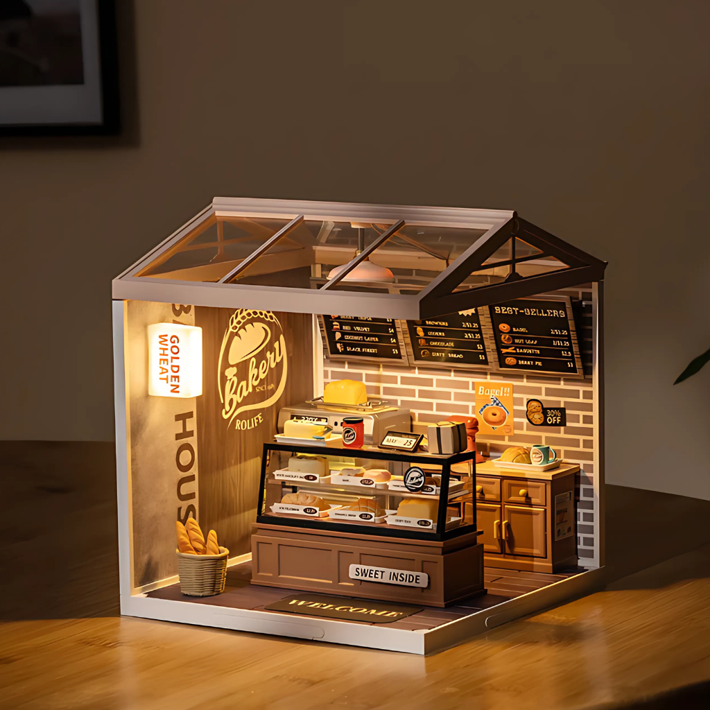 Super Creator Golden Wheat Bakery DIY Miniature House Kit