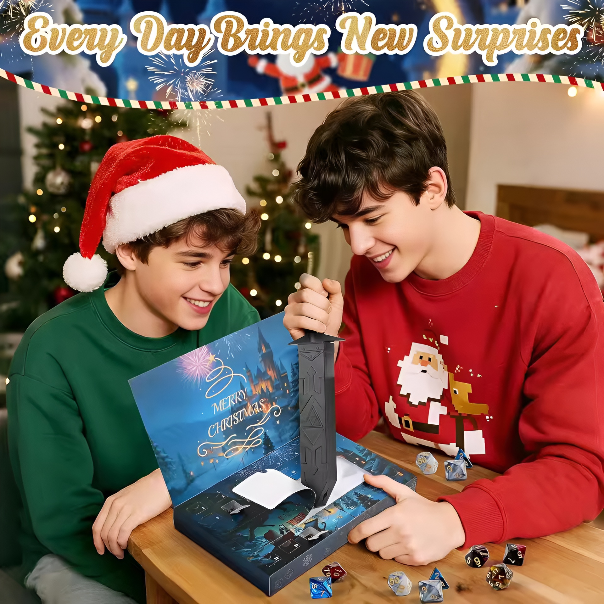 Christmas Advent Calendar 2025 Mystery Dnd Dice Set Vacation Advent Calendar 24 Days