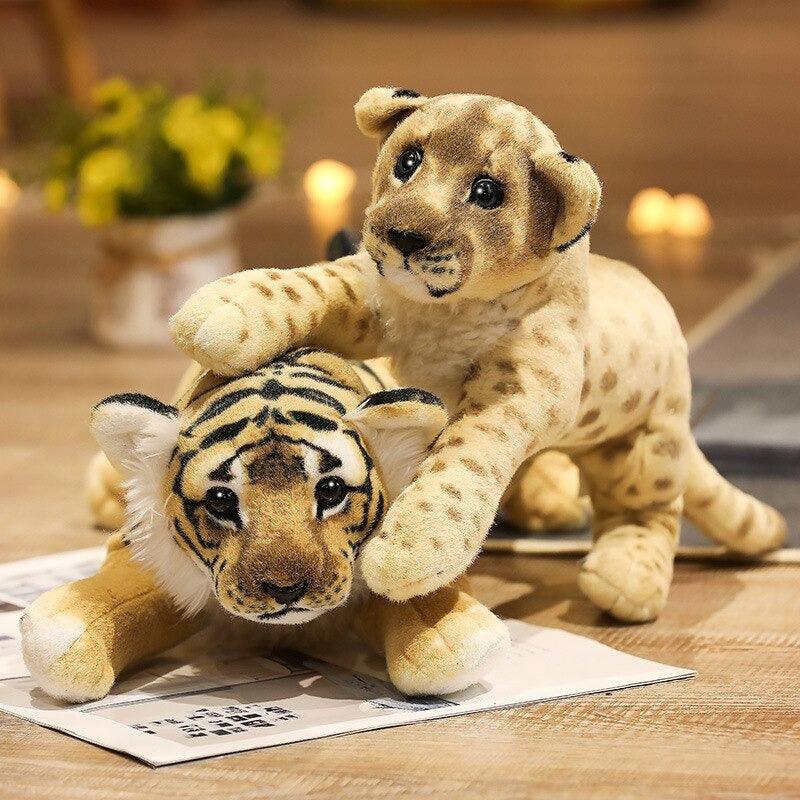 Wild Cats Plush Toy With Jungle Animal Pillow For Room Decor