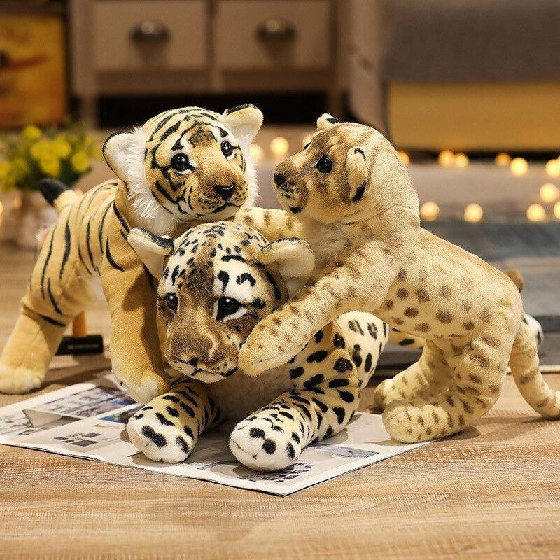 Wild Cats Plush Toy With Jungle Animal Pillow For Room Decor