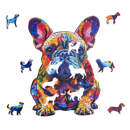 French Bulldog Wooden Jigsaw Puzzle with Frame
