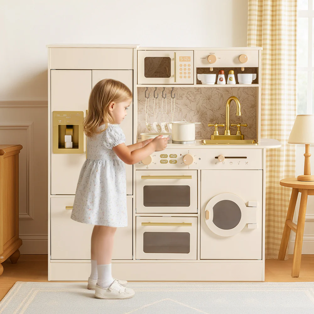 Floral Wooden Play Kitchen For Kids