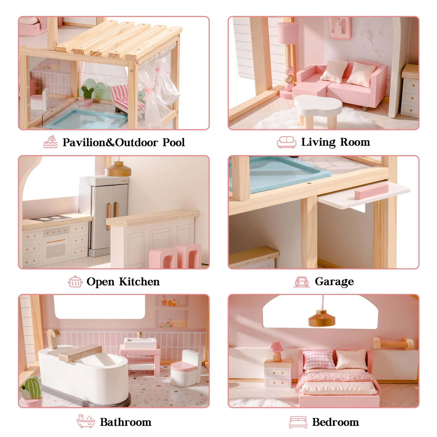 Classic Wooden Dollhouse for Kids