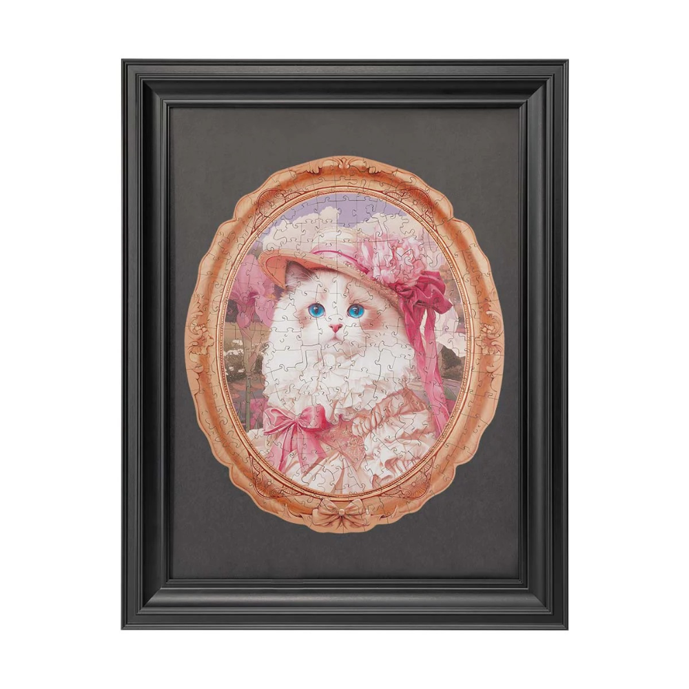 Springtime Kitty Portrait Wooden Jigsaw Puzzle