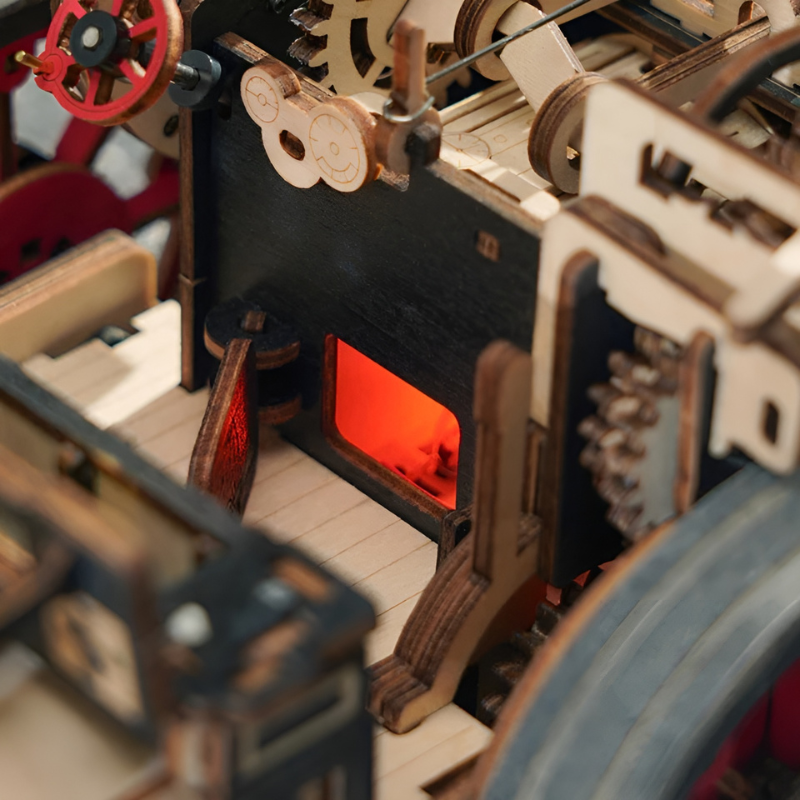 Steam Engine Mechanical Battery Powered 3D Wooden Puzzle