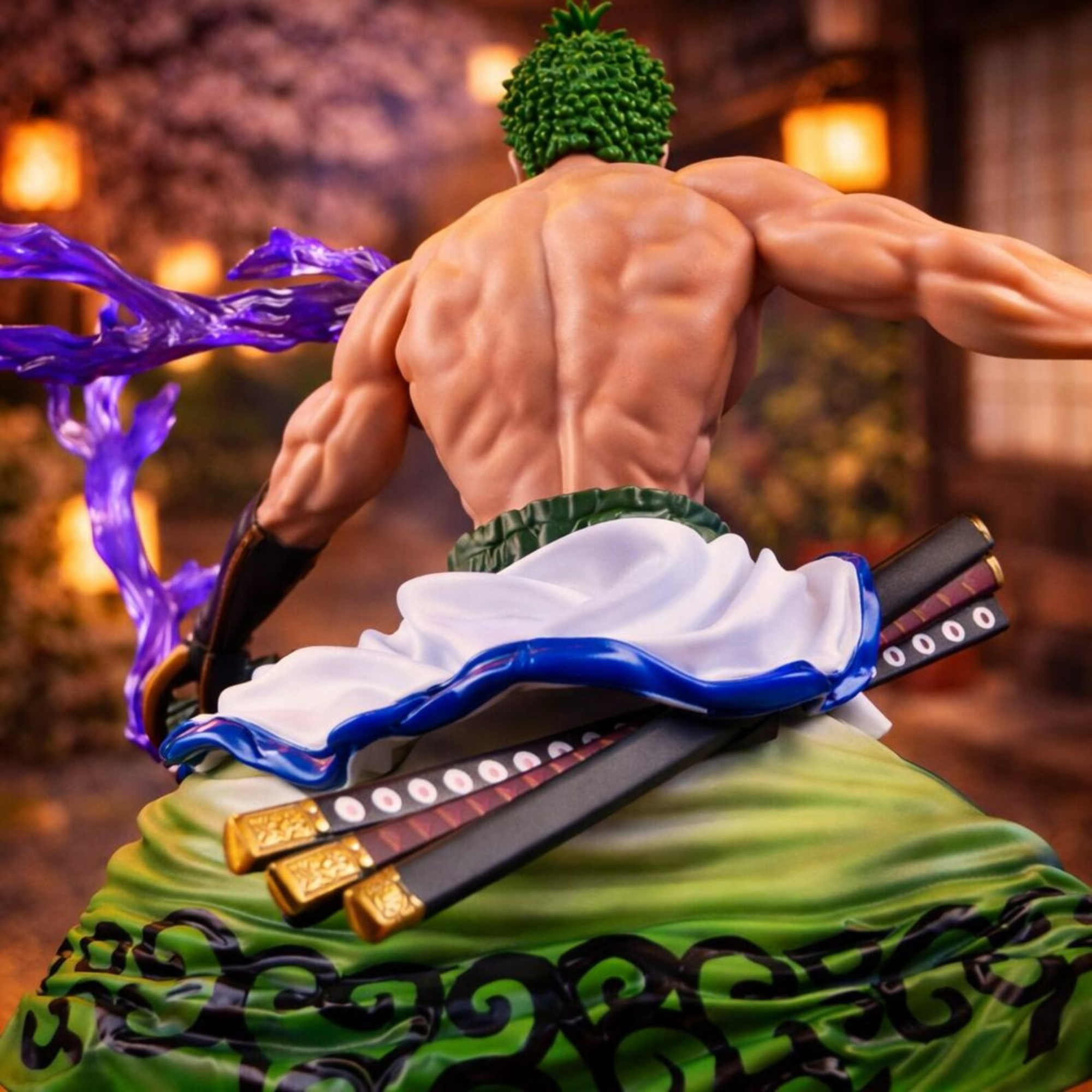 Roronoa Zoro One Piece Figure Collectible with Purple Flame Swords