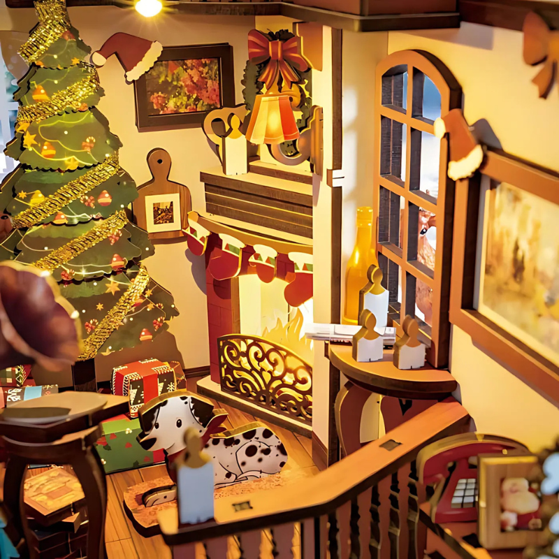Christmas Indoor Scene DIY Book Nook Shelf Insert Kit