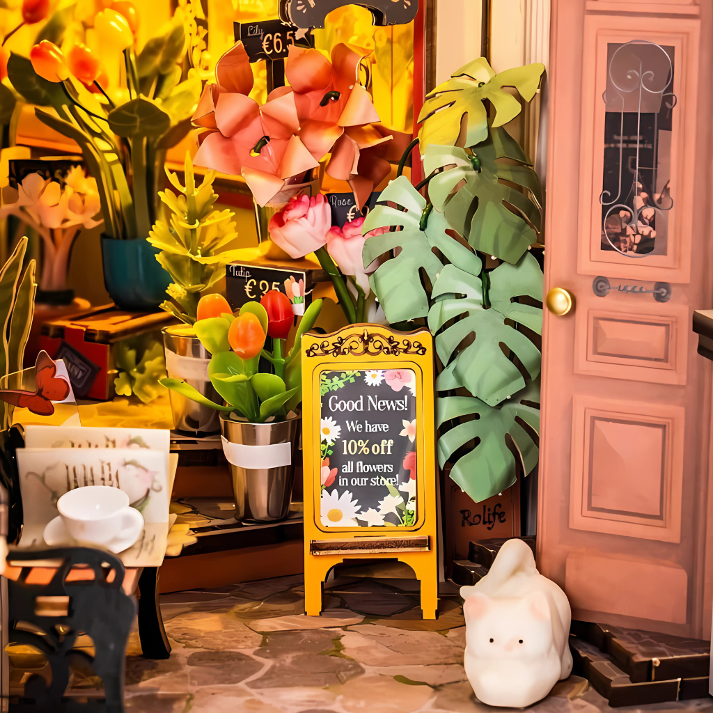 Floral Corner DIY Book Nook Shelf Insert Kit