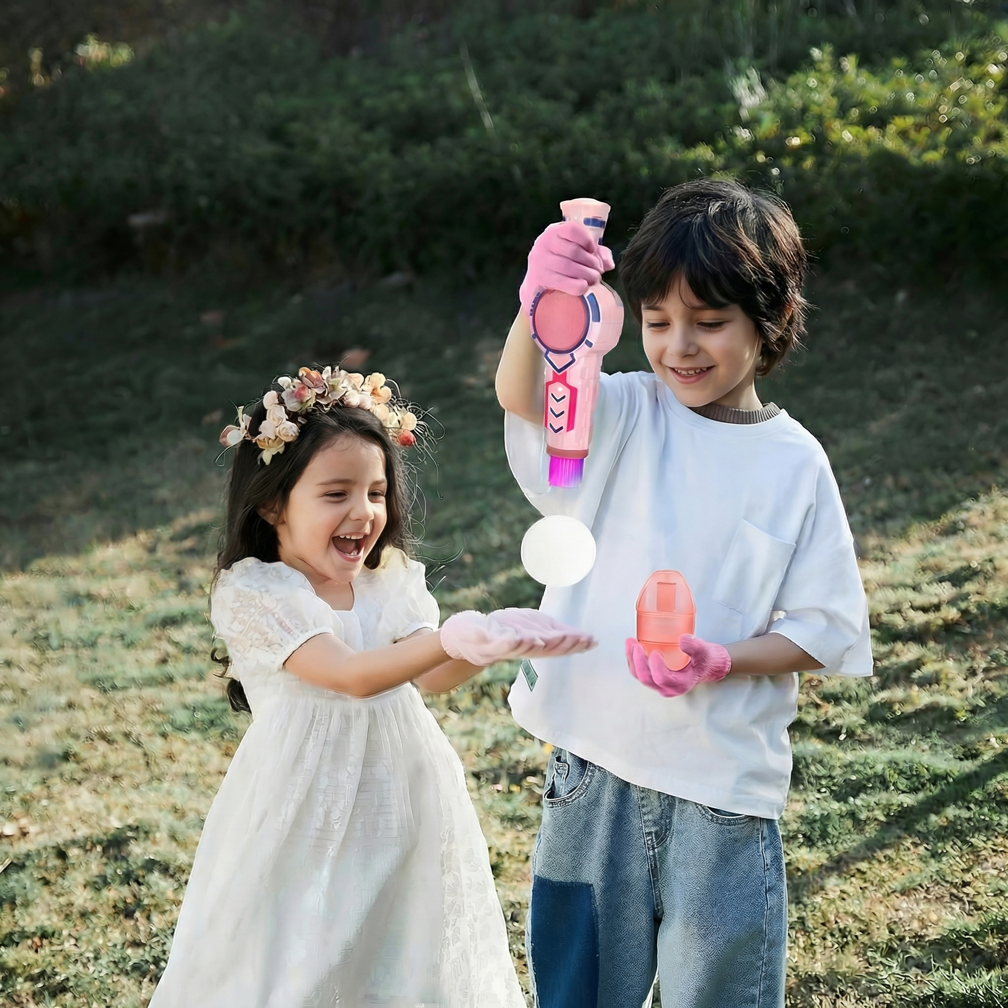 Magic Smoke Bubble Machine Wand With Gloves For Kids