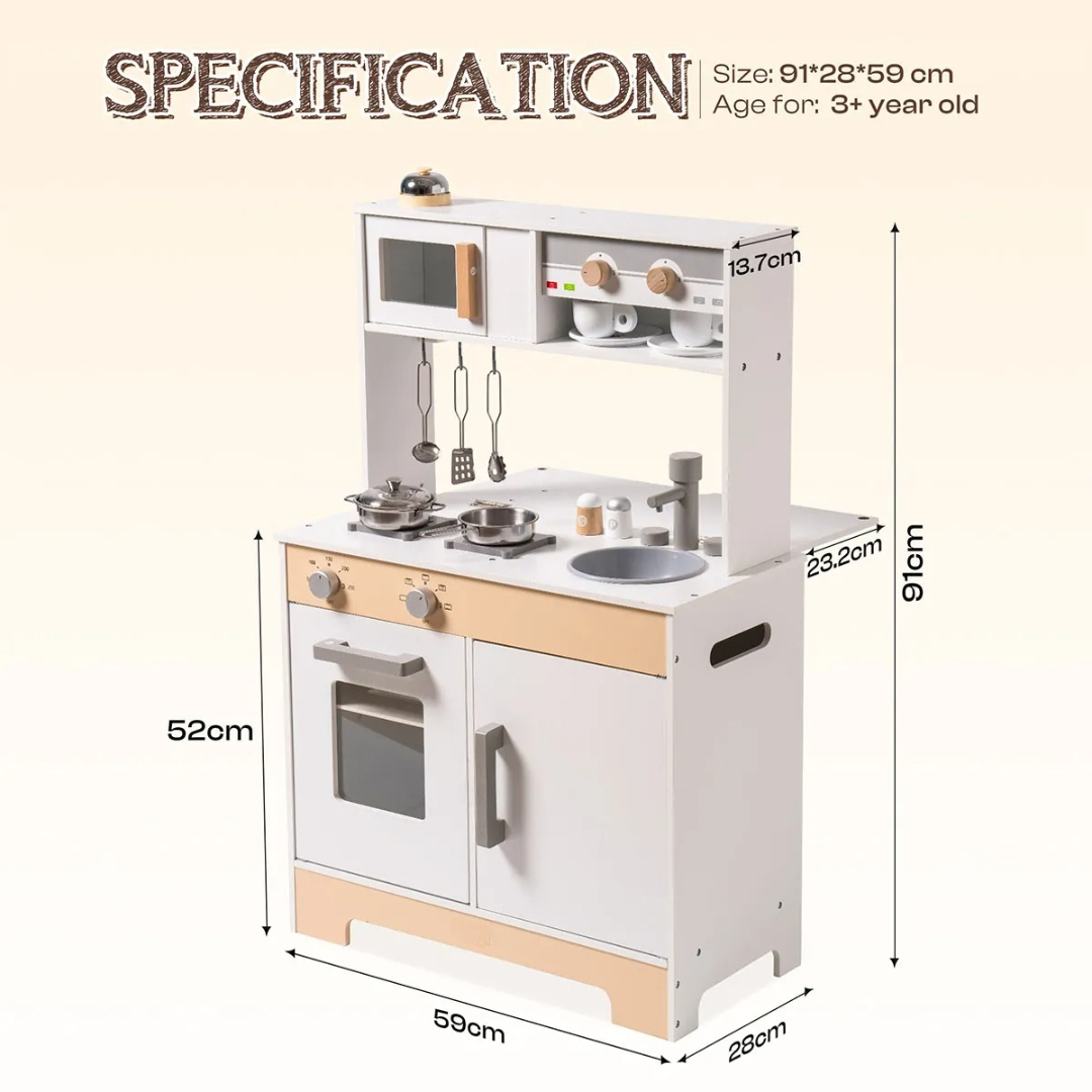 Classic Wooden Cooking Play Kitchen For Kids