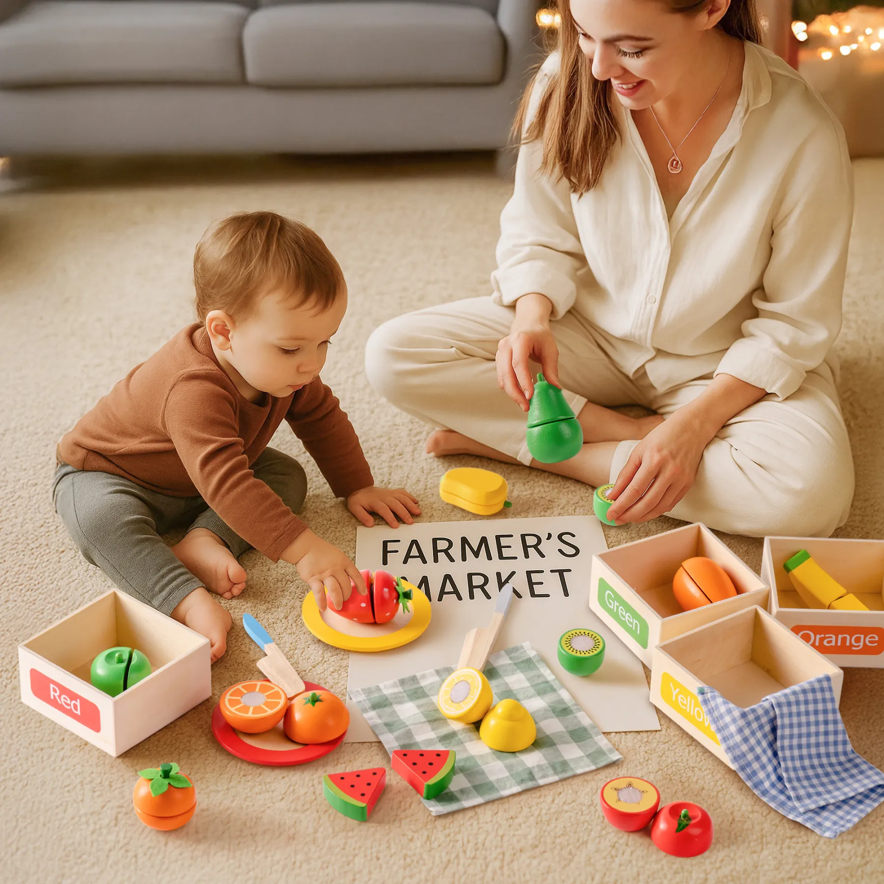Wooden Fruit Slice Playset In Box