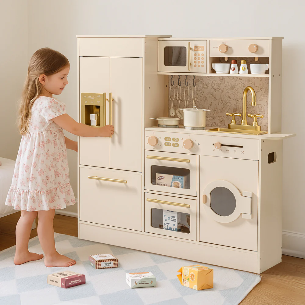 Floral Wooden Play Kitchen For Kids