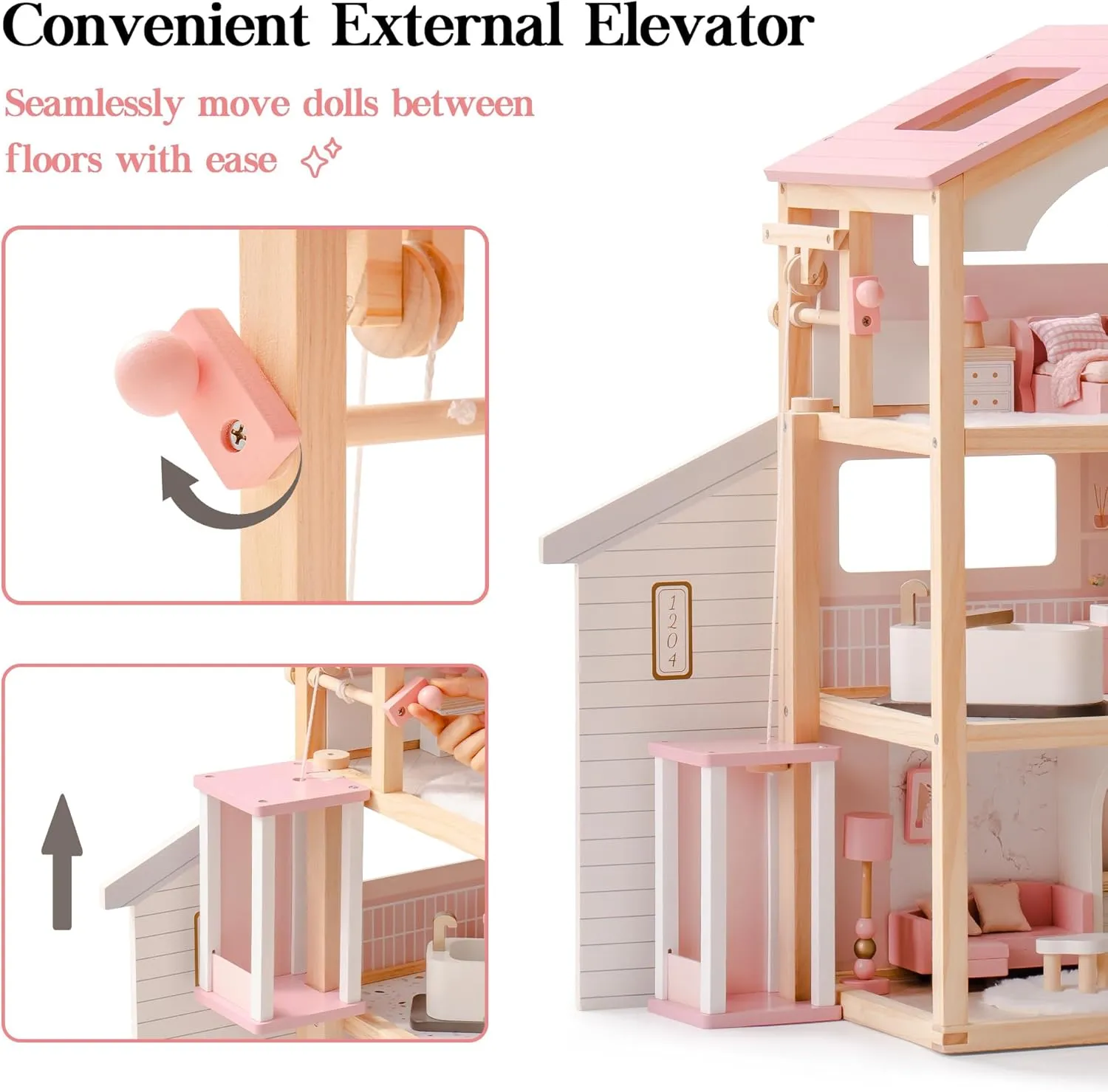 Classic Wooden Dollhouse for Kids