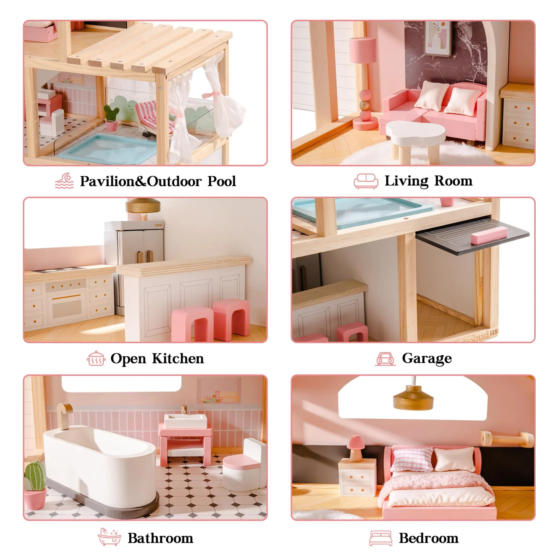Classic Wooden Dollhouse For Kids