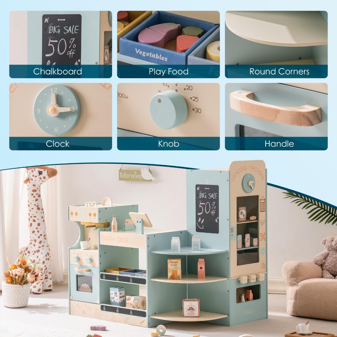 Wooden Coffee Shop Pretend Play Set For Kids