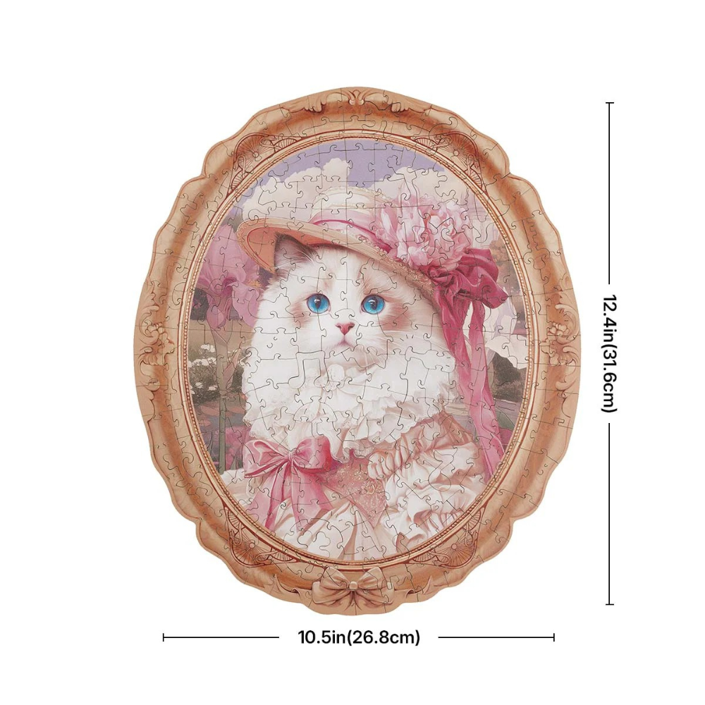 Springtime Kitty Portrait Wooden Jigsaw Puzzle