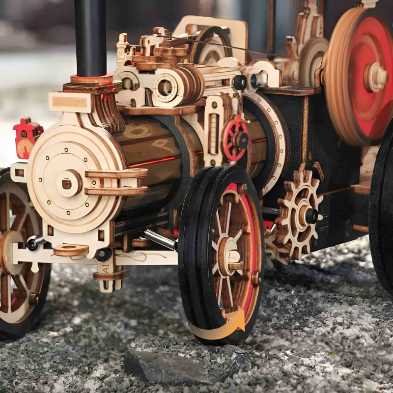 Steam Engine Mechanical Battery Powered 3D Wooden Puzzle
