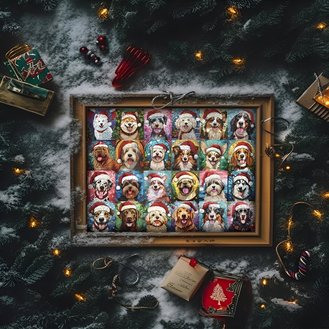 Happy Christmas Dogs Advent Calendar Jigsaw Puzzle 1000 Pieces