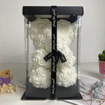 Flower Teddy Bear Gift Box With Ribbon