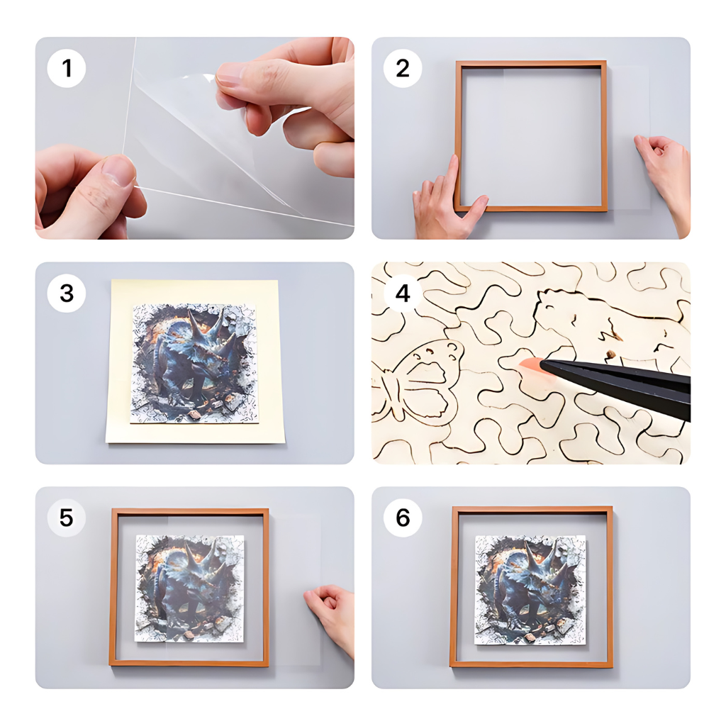 Wall Breaking Triceratops Wooden Jigsaw Puzzle With Frame