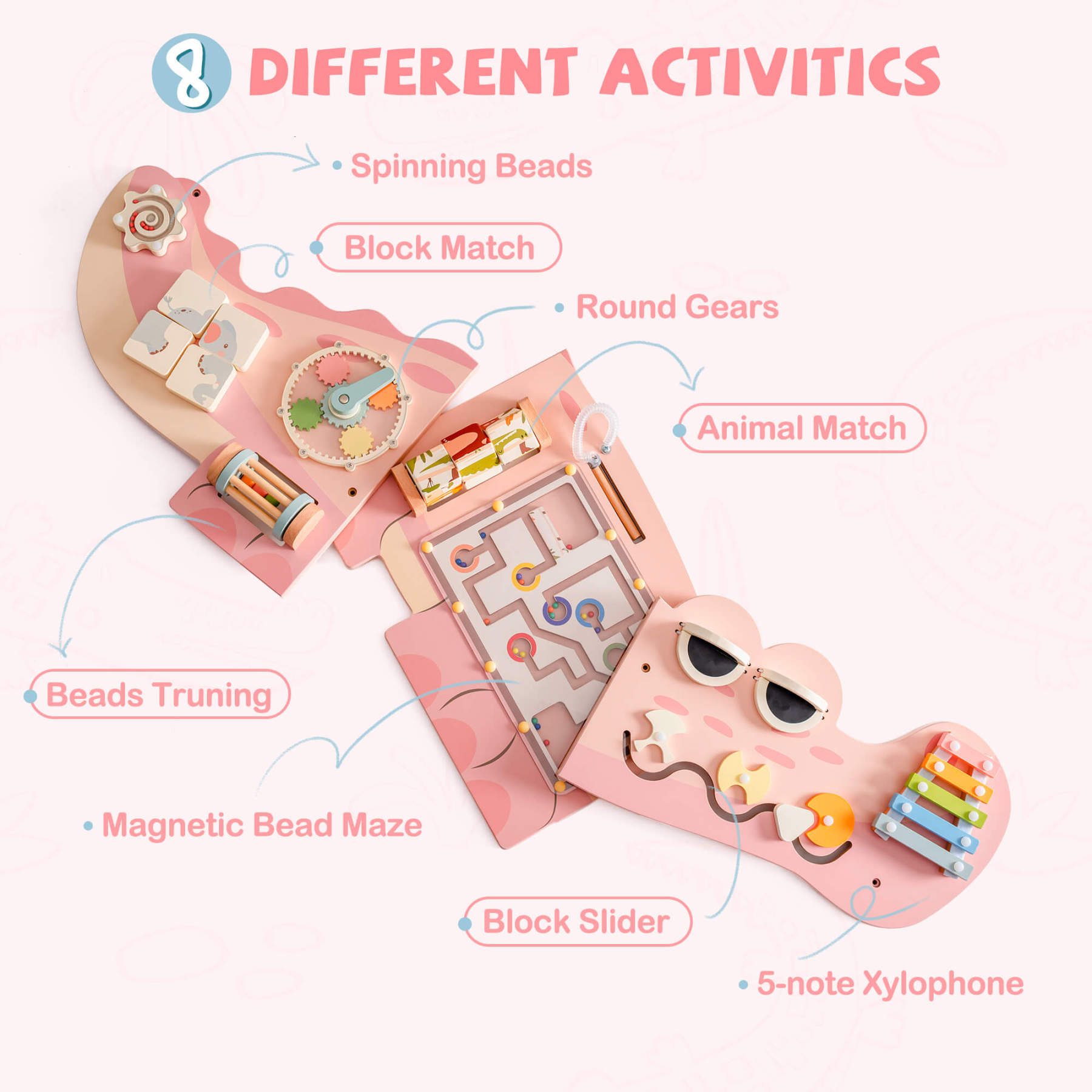 Montessori Wooden Wall Busy Board For Toddlers