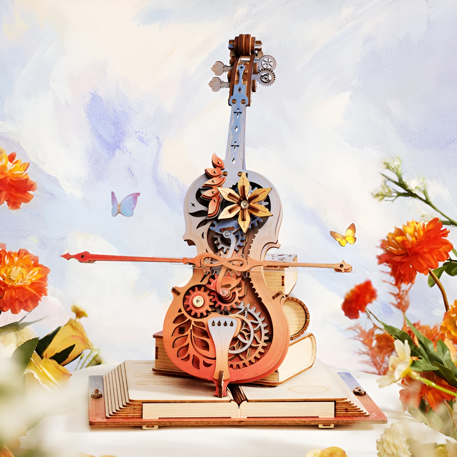 Magic Cello Mechanical Music Box 3D Wooden Puzzle