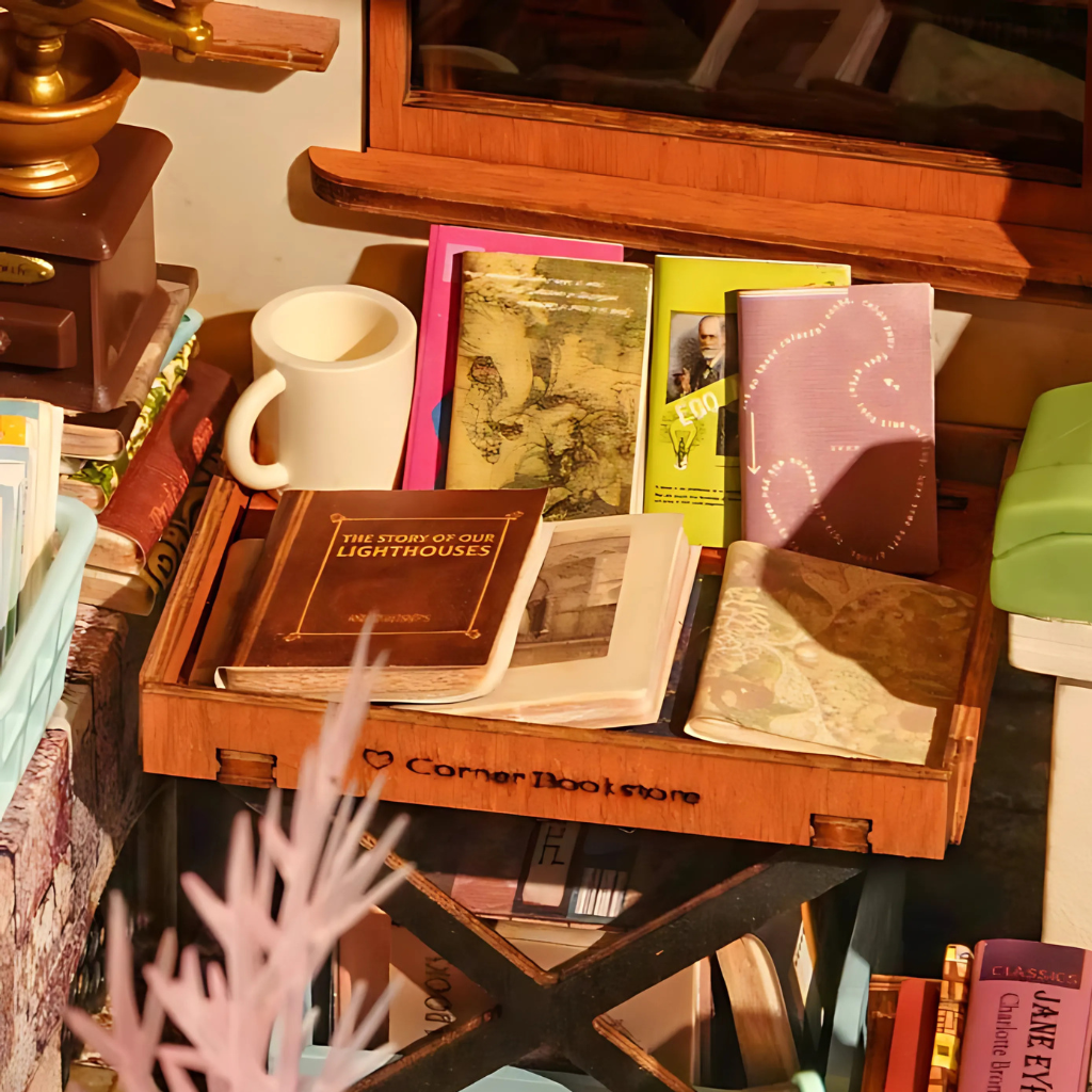 Corner Bookstore DIY Miniature House Kit
