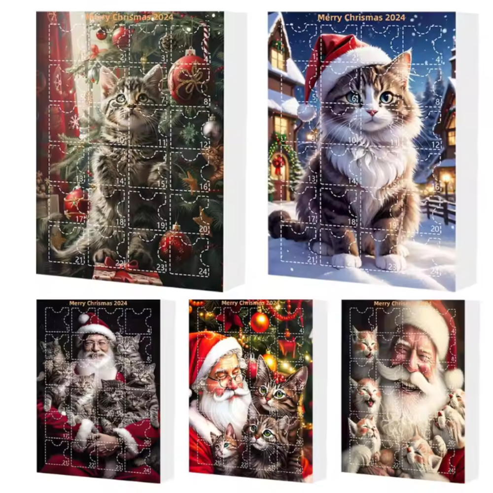 2D Acrylic Cat Advent Calendar with 24 Day Christmas Kitten Surprises