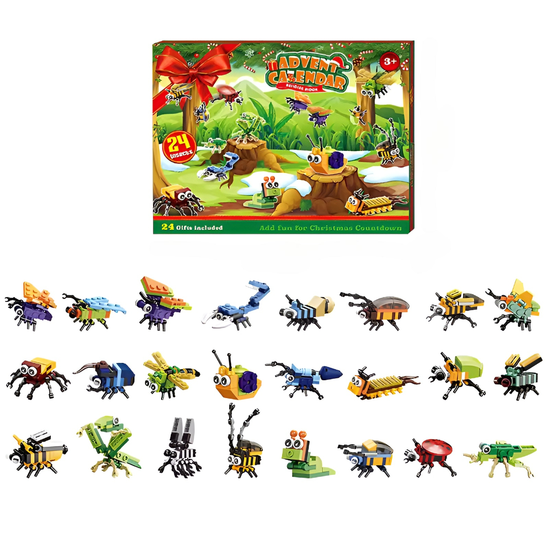 Christmas Advent Calendar Building Blocks Box DIY Christmas Train Tree Bricks for Kid Christmas Gift 24 Days