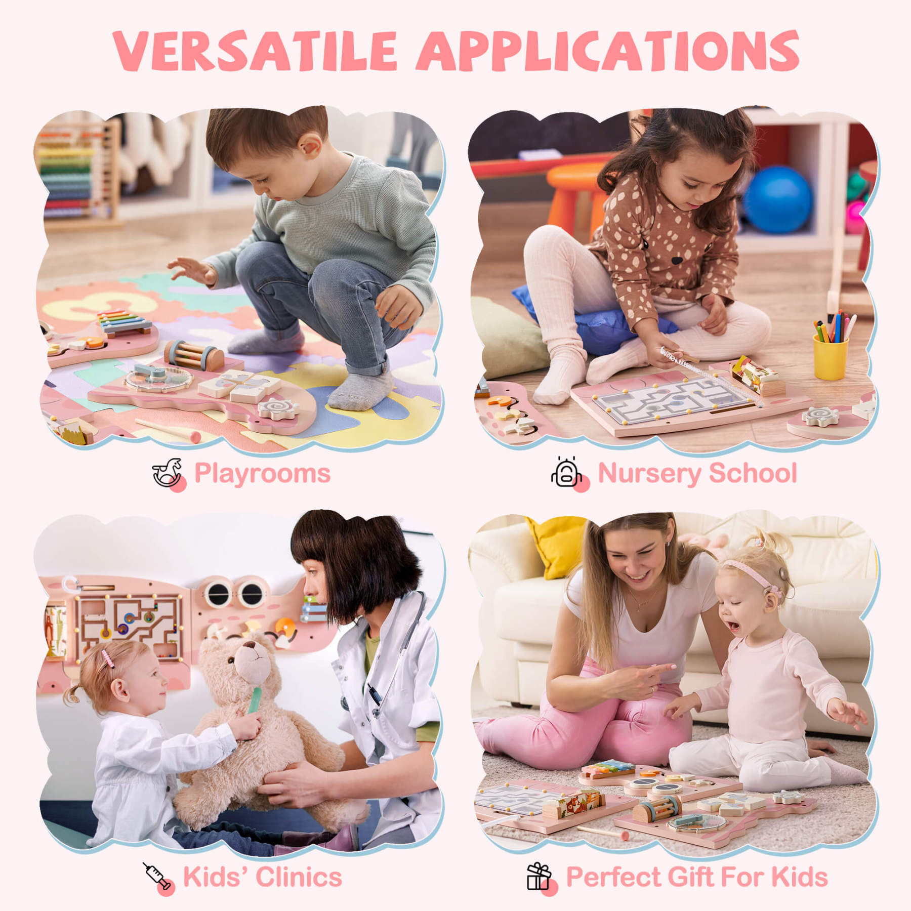 Montessori Wooden Wall Busy Board For Toddlers