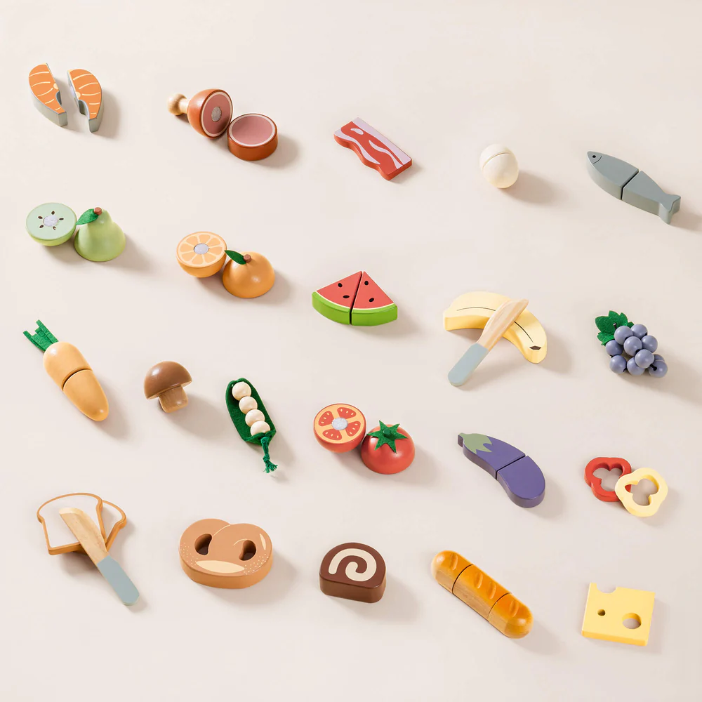 4 In 1 Wooden Cutting Food Playset
