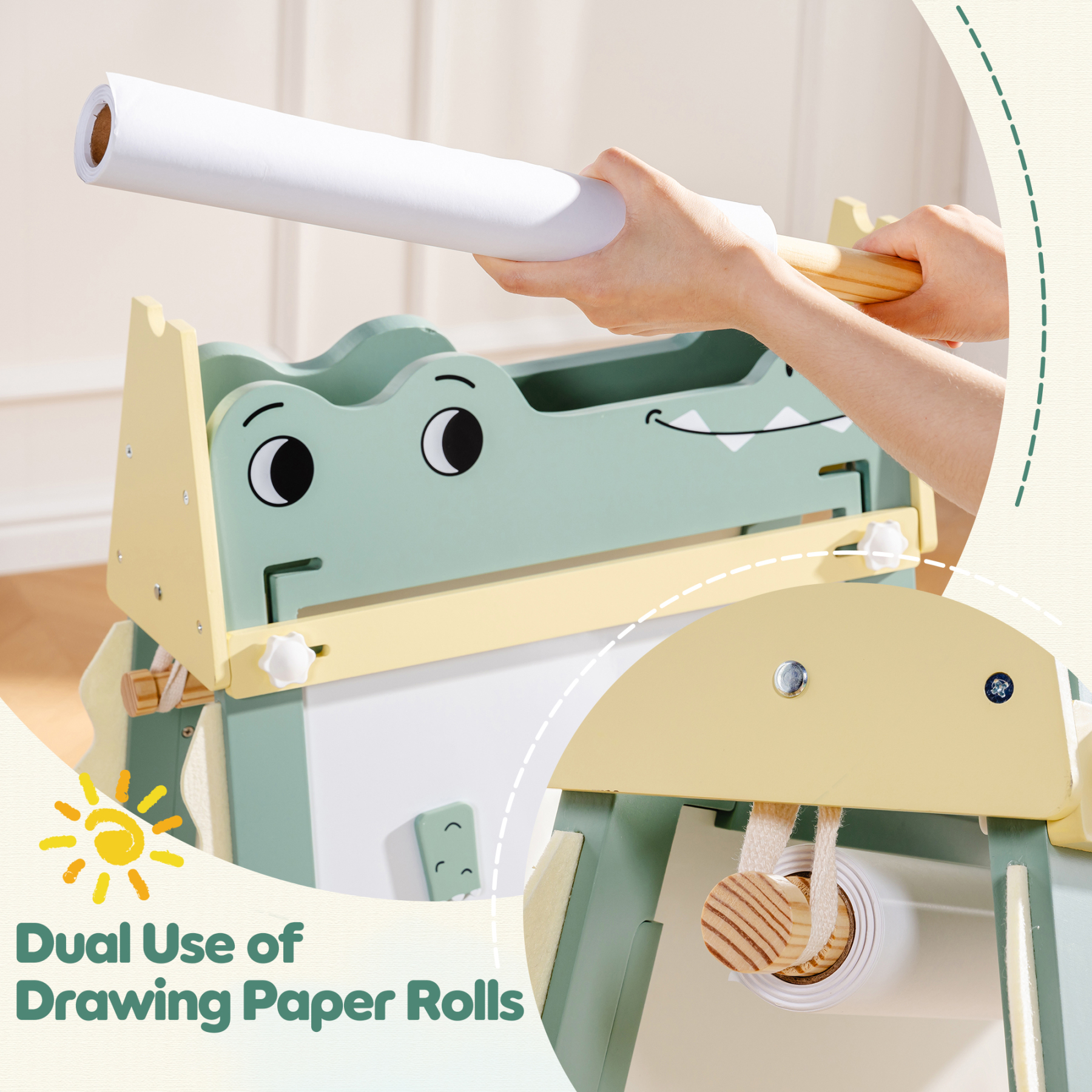 Wooden Adjustable Crocodile Easel For Kids