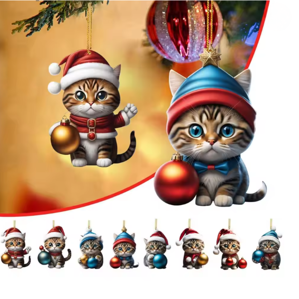 2D Acrylic Cat Advent Calendar with 24 Day Christmas Kitten Surprises