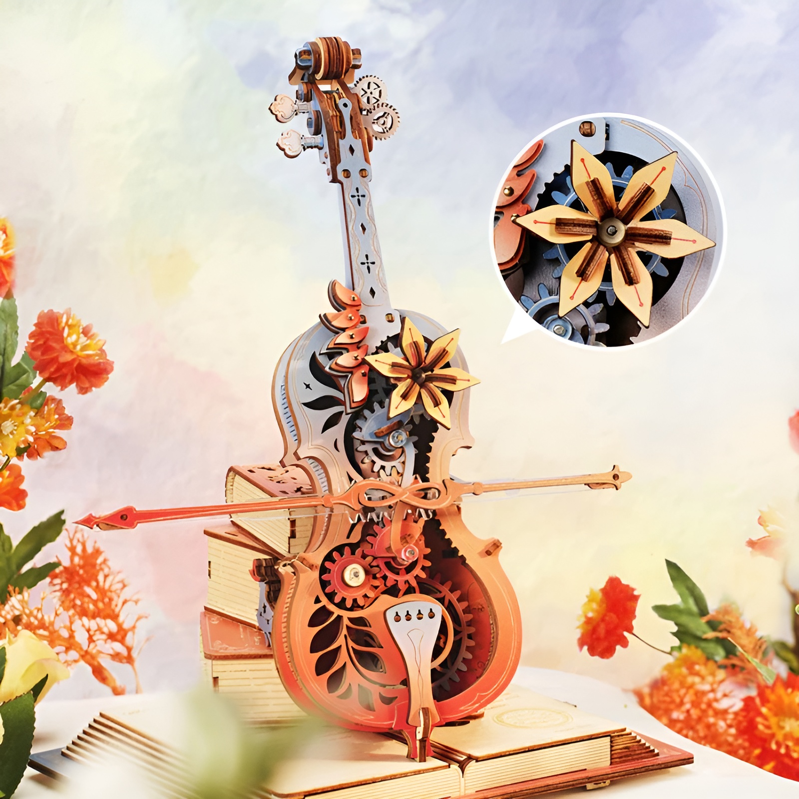 Magic Cello Mechanical Music Box 3D Wooden Puzzle