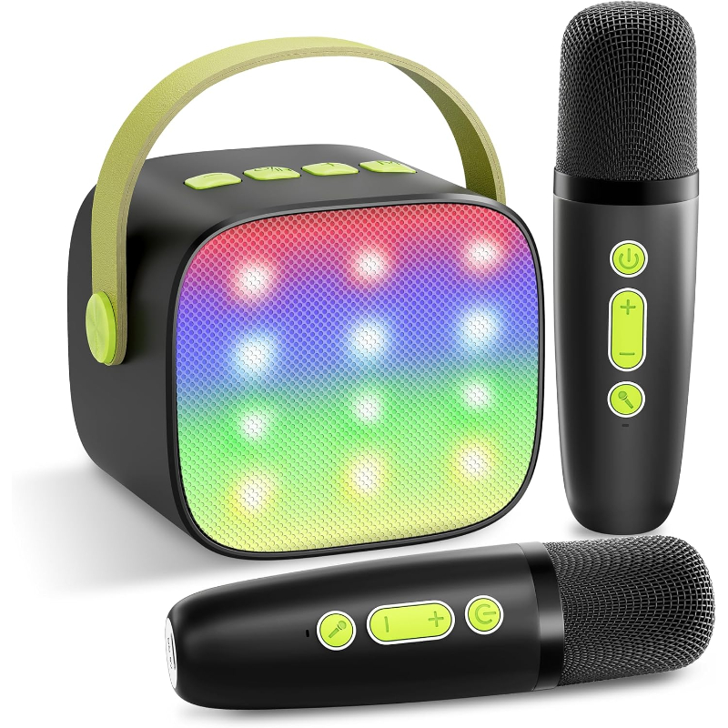 Portable Bluetooth Speaker With 2 Wireless Microphones