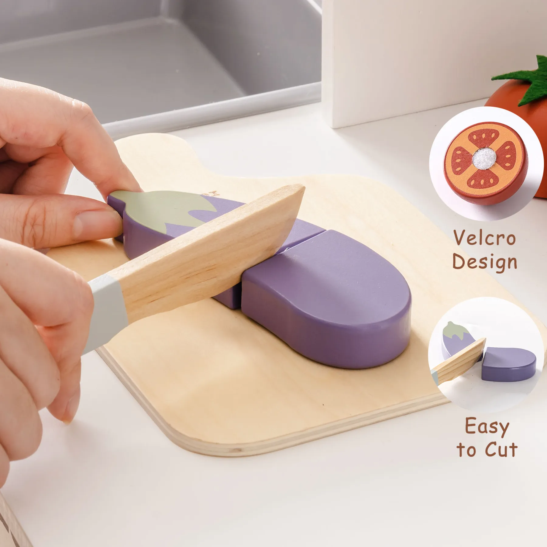 Wooden Vegetable Play Food Toy Set for Toddlers