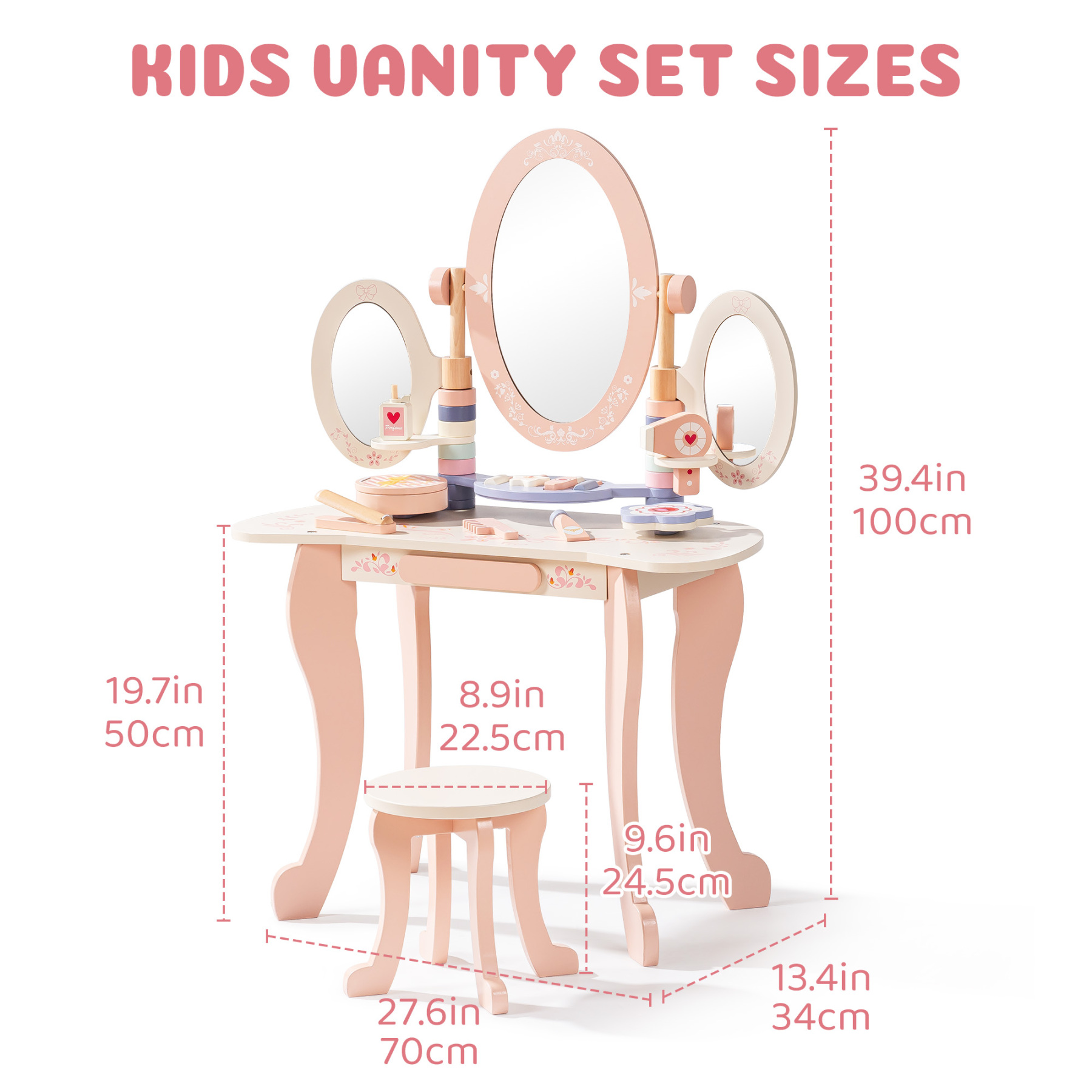 Wooden Princess Dressing Table With Mirror