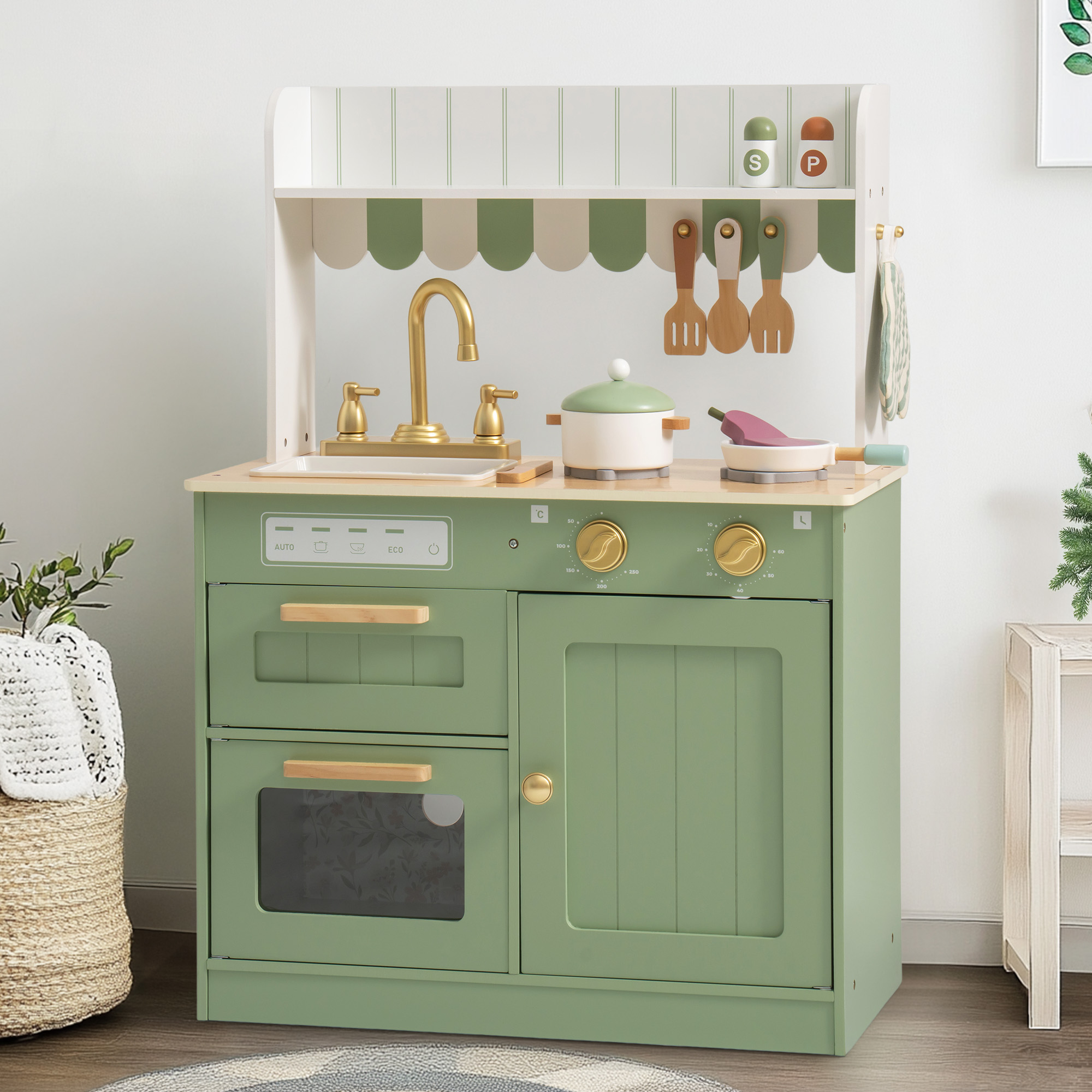 Kids Wooden Mini Kitchen Play Station