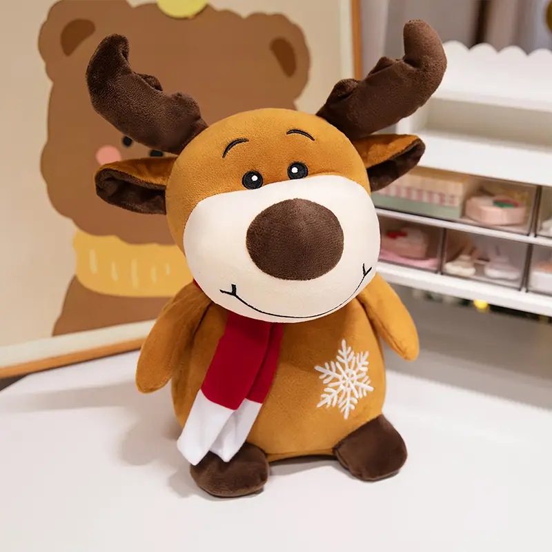 Festive Stuffed Toy Set for Christmas Gifts with Reindeer Gingerbread and Santa