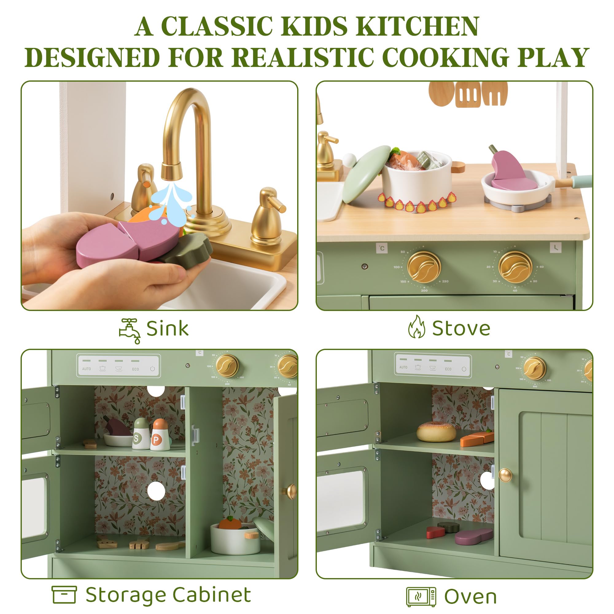 Kids Wooden Mini Kitchen Play Station