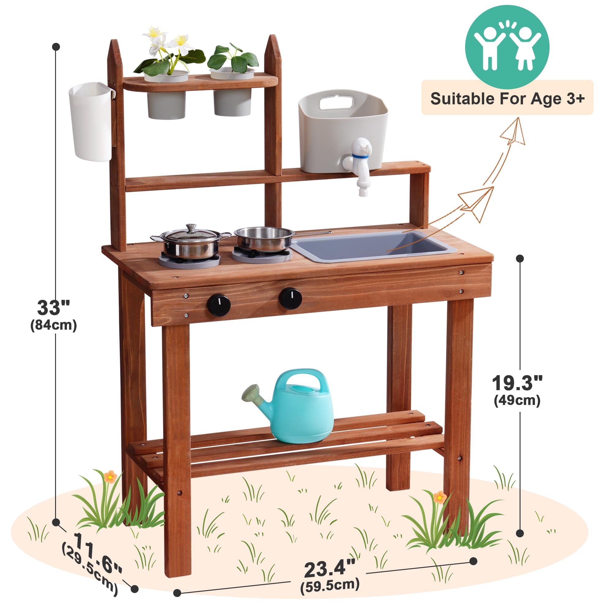 Wooden Outdoor Mud Kitchen Playset For Kids