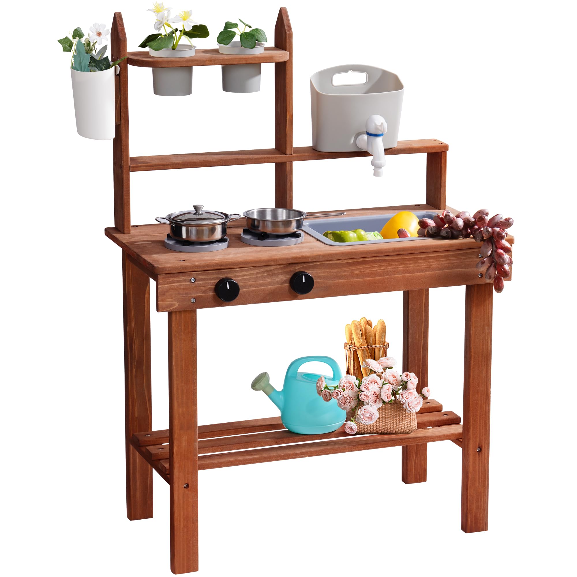 Wooden Outdoor Mud Kitchen Playset For Kids