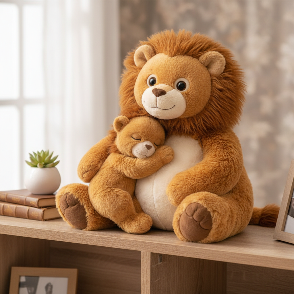 Adorable Mama Lion And Cub Snuggle Plush Toy