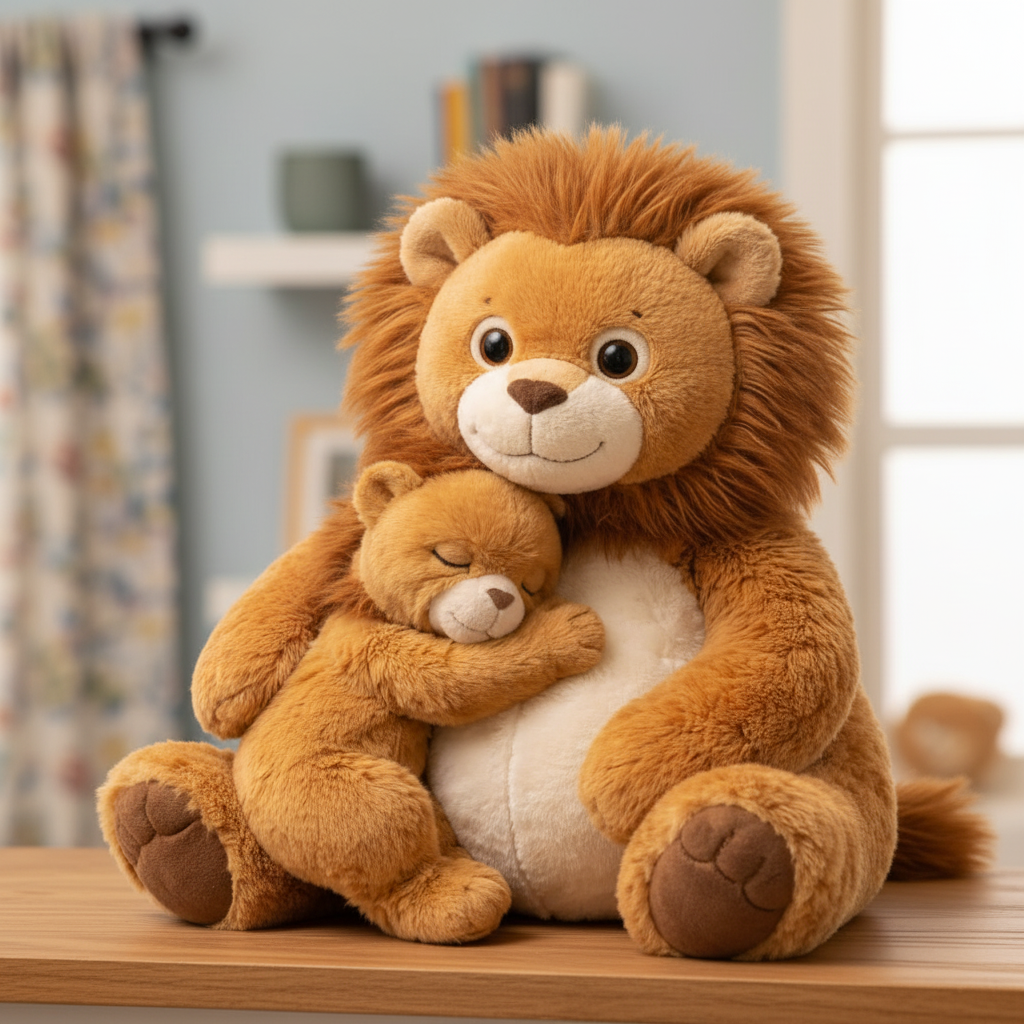 Adorable Mama Lion And Cub Snuggle Plush Toy