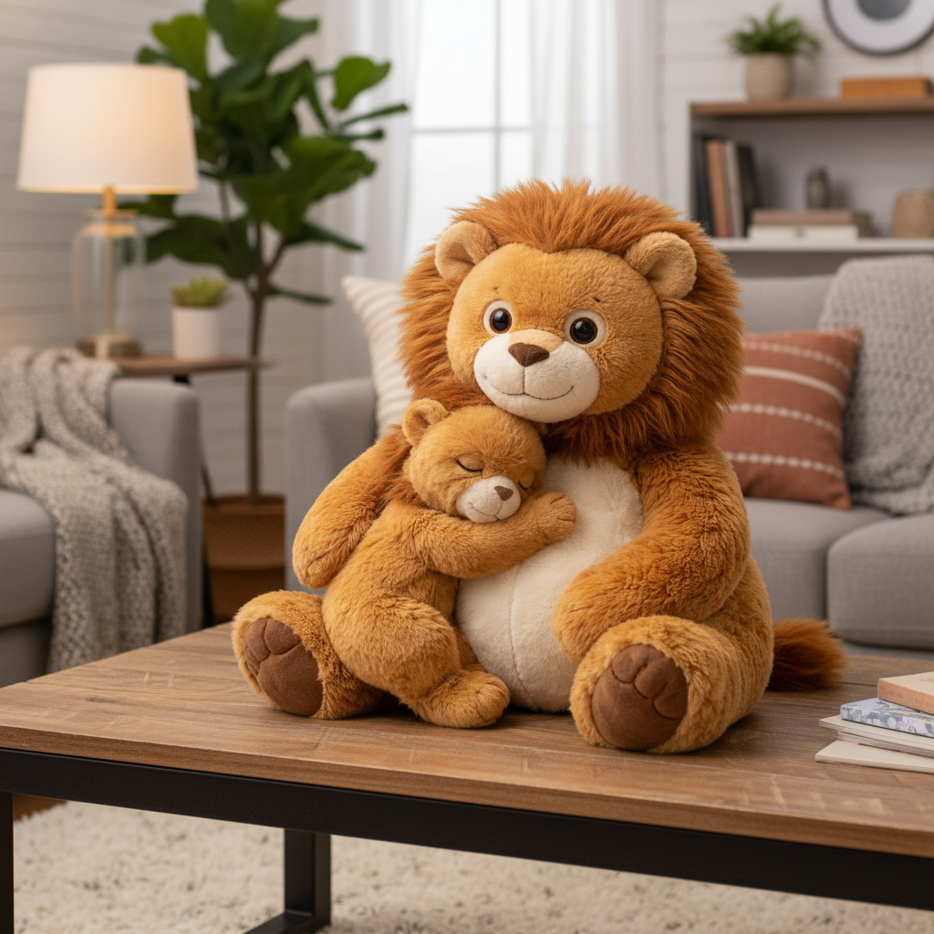 Adorable Mama Lion And Cub Snuggle Plush Toy